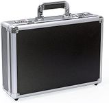 DOMOHO Aluminum Hard Case with Customized Foam Men Briefcase Laptop Case Portable Carrying Case 40x28x12cm Black Medium