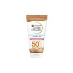 Garnier Ambre Solaire SPF 50+ Anti Dryness Sun Cream Moisturiser for Face, High Protection Against UVA & UVB, Non-Sticky Fast Absorption, For Daily Use, All Skin Tones, Super UV, 50 ml