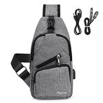 Sling Bag, Anti-theft Chest Bag Small Shoulder Bag, Men's Rucksack with USB Charging Port & Reflective strip, Crossbody Backpack for Casual Outdoor Hiking and Traveling - USB Cable Included