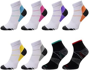 Meowoo 8 Paires Chaussettes de Compression pour Homme et Femme Chaussettes Sport Courte pour Sportive, Cyclisme, Fitness, Voyage (L/XL,Multicolor)