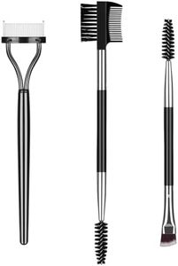 URAQT Peigne-cil aux extrémités en acier inoxydable, Brosse à sourcils Séparateur de cils Peigne à sourcils, Goupillon Cils, Brosse Cils, Peigne à cils pour Femme Fille Outil de Maquillage, 3 Pièces