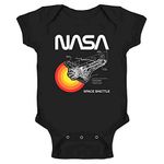 Pop Threads Space Shuttle Diagram NASA Approved Baby Toddler Kids Girl Boy T-Shirt, Infant | Black, 18 Months