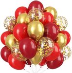 Red and Gold Balloon, 60 Pack 12 In