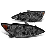 DNA MOTORING HL-OH-TCA05-SM-AM Smoke Lens Amber Corner Headlights Replacement For 05-06 Camry