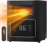 GarveeHome Infrared Quartz Space Heater for Indoor Use, 1500W Electric Room Heaters with Remote Control, Thermostat, Overheat Protection, 3 Modes, On & Off Timer, Fit for Bedroom Office, Black