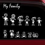 TOTOMO 13 Stick Figure My Family Car Stickers (Style#1) with Pet Dog Cat Family Car Decal Sticker for Windows Bumper