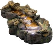 Alpine Corporation 41" Long Indoor/Outdoor River Rock and Log Fountain with LED Lights