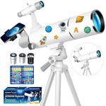 Gaterda Telescope for Kids & Adult Beginners, 80mm Aperture 500mm Astronomical Refractor Telescopes with Phone Adapter, Decorative Space-Themed Stickers and Tripod