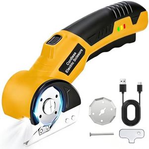 Cordless Electric Scissors,Rechargeable Electric Fabric Cutter with Safety Lock and LED Illumination, for Cardboard, Crafts, Leather, Home DIY Cutting Tool
