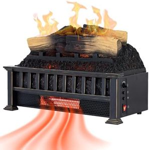 Country Living 20 inch Electric Log Set | 400 Sq Ft Heater - Faux Logs Insert with Infrared Flames for Existing Fireplaces | Remote Control Included