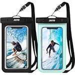 JOTO 2 Pack Waterproof Phone Pouch Case for swimming, IPX8 Underwater Sleeve Dry Bag for iPhone 15 14 13 Plus Pro Max 11 XR 8 7, Galaxy S24 S23 S22 Ultra, Up to 7.0 inch -Black/Green