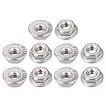 sourcing map 1/4-20" Serrated Flange Hex Lock Nuts, 304 Stainless Steel, 10 Pcs