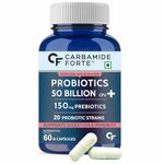 Carbamide Forte Probiotics Supplement 50 Billion CFU for Women & Men | Probiotics for Gut Health Supplements | Support Digestion & Immunity | Gut Health Probiotics – 60 Veg Capsules