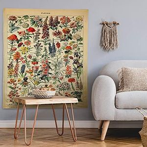 Mixweer Vintage Wildflower Vertical Tapestry for Bedroom Colorful Wall Hanging Aesthetic Wall Art For Room Decor, 51.2 x 59.1 Inch (Flower Pattern)