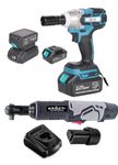 KROST Lithium-Ion Cordless Fixed Square Impact Wrench And Lithium-Ion Drive Ratchet Wrench 2 Pcs Combo Kit With Battery And Charger