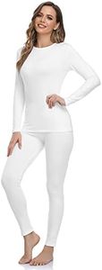 WEERTI Thermal Underwear for Women Long Johns with Fleece Lined, Base Layer Women Cold Weather Top Bottom, White, Large