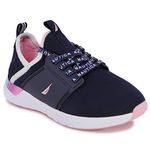 Nautica Missy Youth Girls Athletic Fashion Cross Trainer Lace Up Running Sneakers-Malin-Navy Rainbow-5