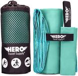 Hero Microfiber Towel for Travel, Camping, Beach, Gym – 24” X 48” (Includes Bonus Washcloth)