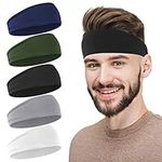 5 Pieces Mens Headbands Sweat Sport Headband Running Basketball Football Headbands Accessories for Men and Women