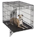 MidWest Homes for Pets Newly Enhanced Life Stages Single Door XL Folding Metal 122 cm (48-Inch) Long Dog Crate with Divider Panel, Floor Protecting Feet, Leak-Proof Dog Pan, XL Dog, Black, 1648U