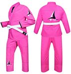 OdontoMed2011® BJJ GI for Women BJJ Jiujitsu Brazilian Jiu Jitsu w/Preshrunk Fabric & Free Belt, Pink, F2