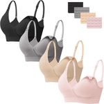 Angelhood 4 Pack Nursing Bras for Breastfeeding Women Maternity Bras Seamless Sleep Bra Wireless Bralette with Bra Extenders