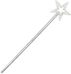 Qeuly Star Wand Silver Fairy Wand 13 Inches Angel Wand Star Magic Princess Wands Plating Silver Star Stick for Girl¡¯s Princess Costume (Silver)