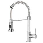 FORIOUS Kitchen Tap, Spring Kitchen Sink Mixer Tap with Pull Down Sprayer, Bar Tap Commercial Kitchen Faucet Single Handle Lever, High Arc Swivel 360° 2 Spray Mode, Polished Chrome