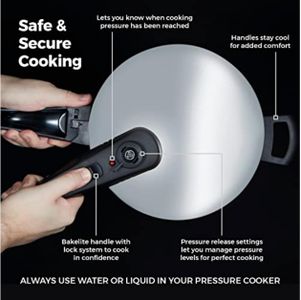 Tower 6L Pressure Cooker – Silver Stainless Steel