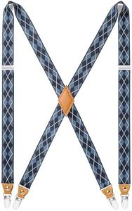 HISDERN Bretelle da uomo con 4 clip in metallo molto resistenti, taglia unica adatta a tutti gli uomini e le donne, regolabile ed elastica, forma a X.