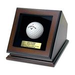 Chez Monett Hole-in-One Golf Ball Display Case -Custom Brass Plaque Engraving-Durable Wood & Glass Design