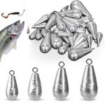 Lead Fishing Weights, 20 Pcs Fishing Weights Sinkers, Fishing Sinkers for Saltwater, Freshwater (10g/15g/20g/30g)