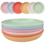 Atliberswo Plastic Plates 6 x 23 cm, Camping Plates, Reusable Plastic Plates, Unbreakable, Microwave, Dishwasher Safe for Children and Adults for Picnics, Camping, Garden, Outdoors