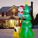 Twinkle Star 7FT Inflatables Lighted Christmas Tree with Santa Claus and Dog, Blow Up Cute Indoor Outdoor Xmas Decor Lawn Yard Garden Decorations