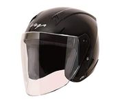 Vega Lark ISI Certified Gloss Finish Lightweight Open Face Helmet for Men and Women with Long Clear Visor(Black, Size:M)