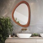 MAGFLERUM Irregular Wall Mirror, 30 * 20 inch Asymmetrical Wood Mirrors, Entryway Mirror, Hanging Vertically and Horizontally. Mirrors for Wall Decor (Black Walnut)