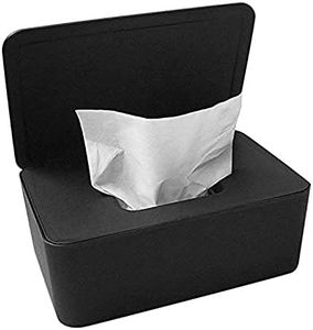 LEFUYAN Wipes Dispenser, Dustproof Tissue Storage Box Case Wet Wipes Dispenser Holder with Lid for Home Office Desk (Black)