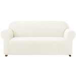 subrtex 1-Piece Stretch Sofa Cover 2-Seaters Spandex Jacquard Fabric Slipcovers for Couch, Armchair, Machine Washable (Loveseat, Cream)