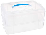 Snapware Snap 'N Stack Portable Storage Bin for Tools and Craft, 14.1 x 10.5-Inch Clear BPA-Free Container, Tool Box with Stackable Trays, Microwave, Freezer and Dishwasher Safe