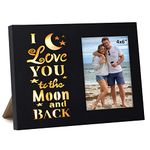 Fanhostco Love Picture Frame for Couples - I Love You to The Moon and Back Anniversary Photo Frame,4x6 Wood Romantic Gift for Boyfriend,Girlfriend,Father Mom,Him and Her (Black)