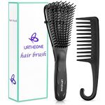 Detangling Hair Brush, Detangling brush for Adults and Kids, Comb Set for Kinky Curly Coily and Wavy Hair, For Wet and Dry Hair, Afro American Type 3a-4c, Comfortable Grip, Easy to Clean(Black)