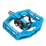 MZYRH MTB Mountain Bike Pedals 3 Bearing Flat Platform Compatible with SPD Dual Function Sealed Clipless Aluminum 9/16" Pedals with Cleats for Road (Blue 3 Bearings)