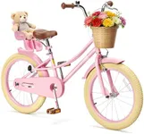 Glaf Girls Bike with Training Wheels and Basket Kids Bike for Girls Boys Age 2-12 Years Toddlers Bicycle with Bell Adjustable Seat Handlebar (20 Inch with Kickstand, Pink)