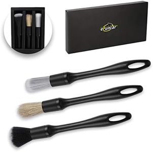 eFuncar Car Detailing Brush Kit - 3 Pack, Auto Boar Hair Detail Brush Set Automotive Interior Exterior No Scratch Microfiber Detailing Brushes for Cleaning Air Vents, Engine Bays, Dashboard & Wheels