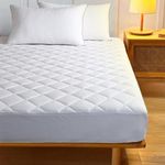 AR Ware Quilted King Size Mattress Protector, Breathable - Anti allergy Mattress Topper 150x200 cm, Washable Fitted Deep Pockets Mattress Bed Cover 30cm (White)