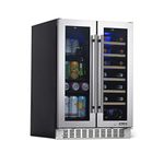 NewAir 24” Wine and Beverage Refrigerator, 18 Bottle and 60 Can Dual Zone Wine Fridge, Built-in Wine Cooler, Stainless Steel Mini Fridge for Bedroom, Kitchen Cabinet, Bar Cabinet, Home Office