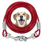 Dog Tie Out Cable, 10ft (3m) Galvanized Steel Wire Rope, Pet Tie Out Cable with 360° Swivel, Chew Proof Dog Runner Cable for Small Medium Pet(Red)