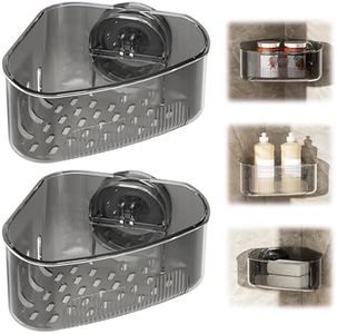 PVZXR Suction Cup Sink Corner Rack, 2026 New Sink Organizer Rack for Kitchen for Sponges, Scrubbers, Sink Corner Drain Box,with Adhesive Suction Cup Mount (Gray-2PCS)