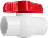 TechSegment 2" Valve PVC Ball Valve ASTM SOCKET T-Handle Water Shut-Off Schedule 40X Solvent Connections White & Red