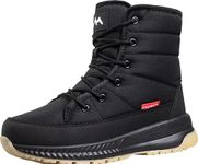 GILKUO Snow Boots Womens Winter Waterproof Fur Lined Warm Shoes Lace Up Ankle Boots for Ladies Lightweight Black Size 4